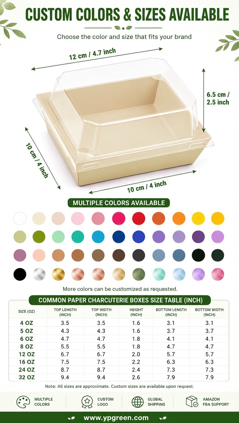 Beige Charcuterie Boxes with Clear Lids - 4 inches & 5 inches Disposable Paper Square Food Containers Beige Charcuterie Boxes with Clear Lids - 4 inches & 5 inches Disposable Paper Square Food Containers