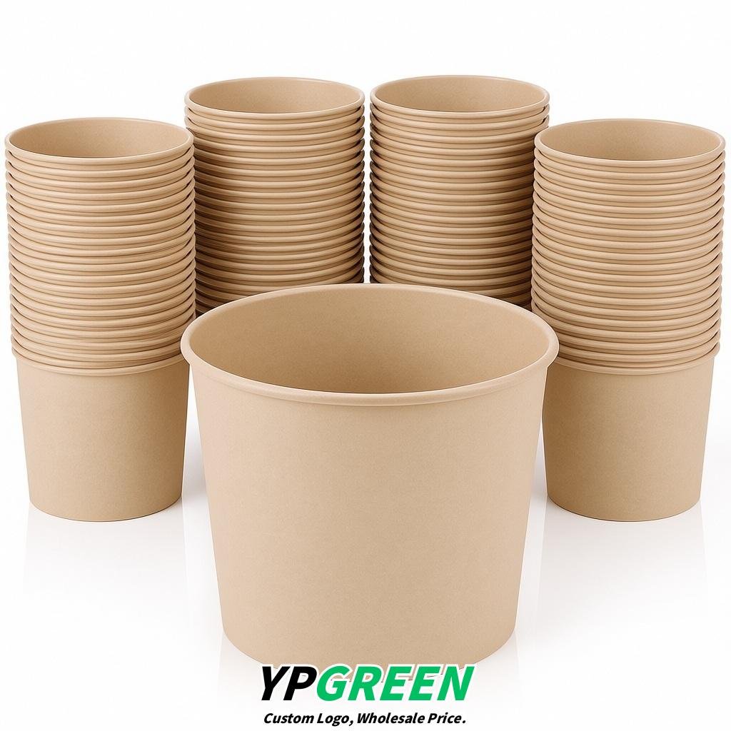 Beige 85 oz Paper Buckets 6.9x5.7x6.3 Inches Cardboard Food Container