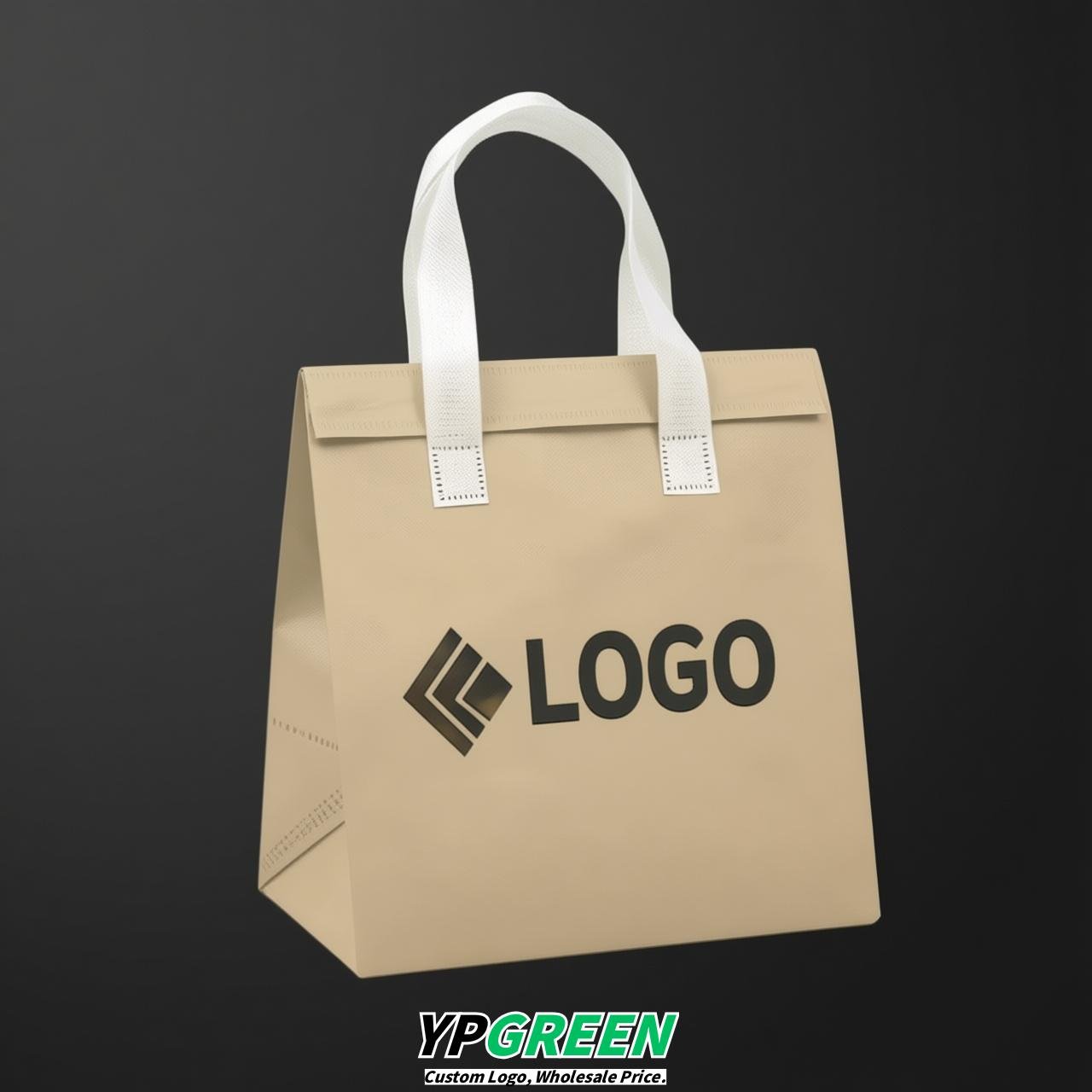 Beige 4-Cup insulated take away bags wholesale 9.5 x 9.5 x 6 inches for Hot & Cold Drink Delivery