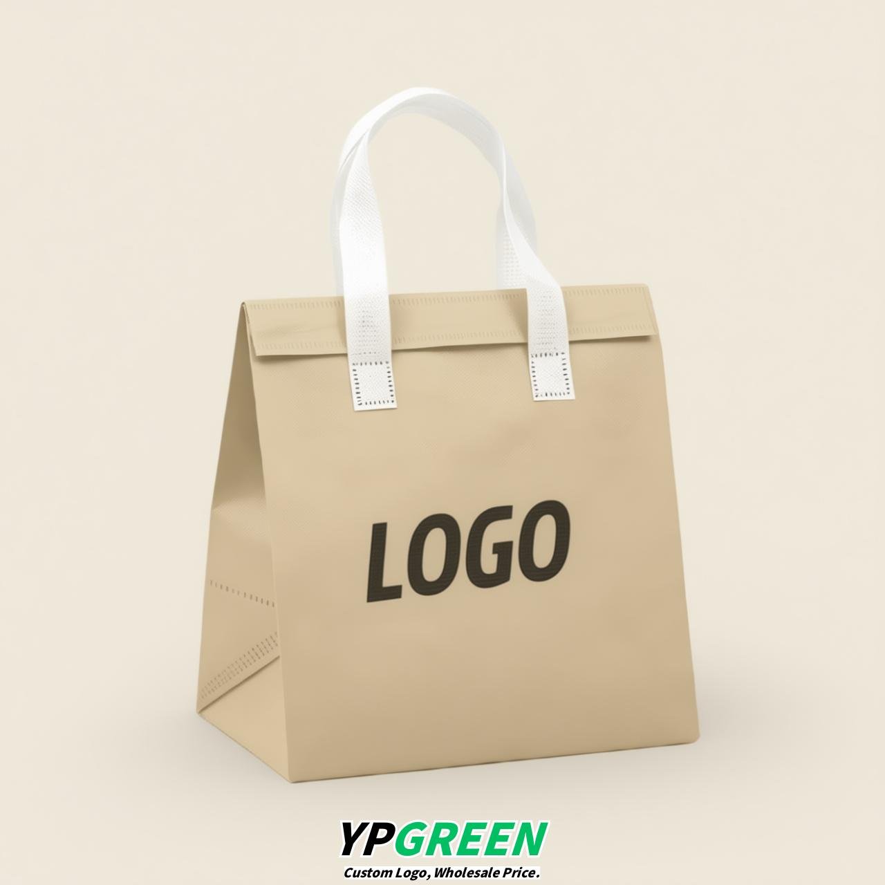Beige 4-Cup insulated take away bags wholesale 9.5 x 9.5 x 6 inches for Hot & Cold Drink Delivery