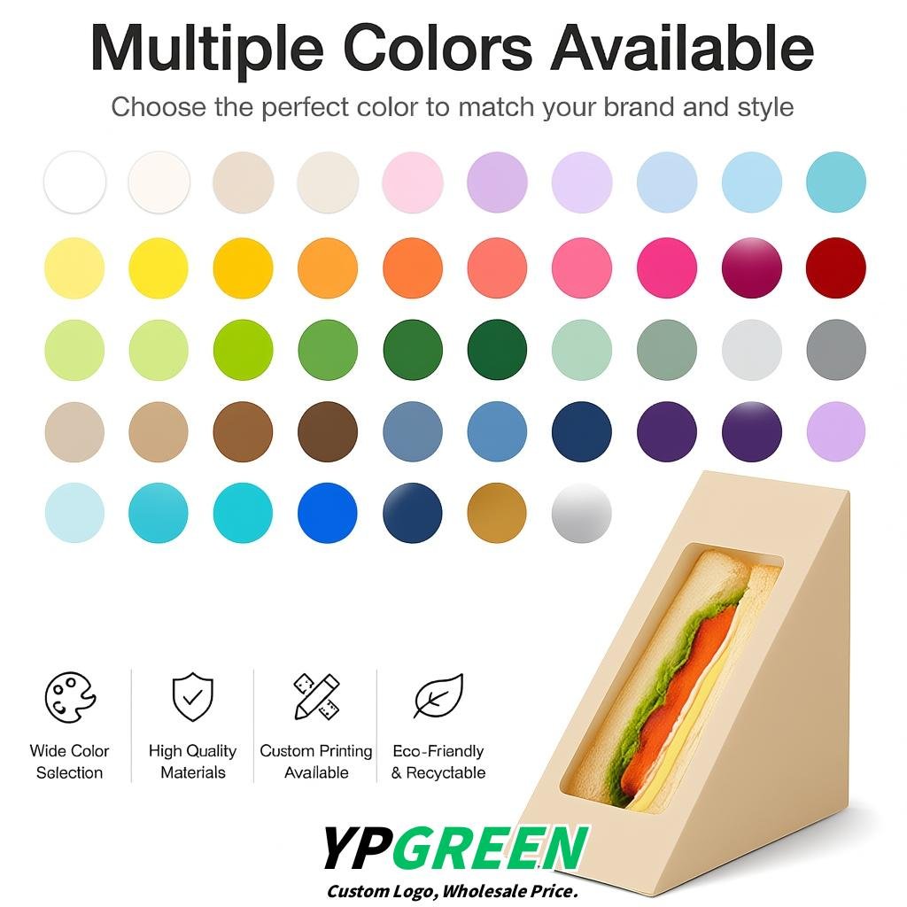Beige Triangle Paper Sandwich Boxes with Window 4.7x4.7x2.6 Inch - Factory Direct Beige Triangle Paper Sandwich Boxes with Window 4.7x4.7x2.6 Inch - Factory Direct
