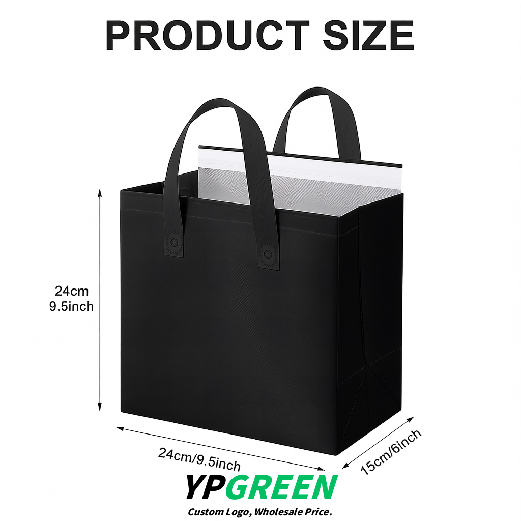 Black 4-Cup insulated take away bags wholesale 9.5 x 9.5 x 6 inches for Hot & Cold Drink Delivery