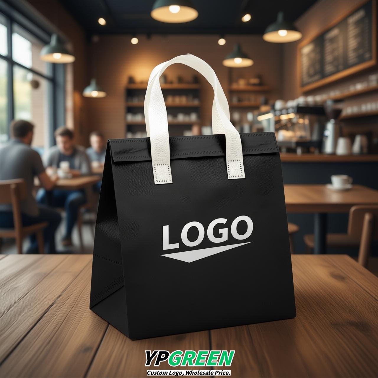 Black 4-Cup insulated take away bags wholesale 9.5 x 9.5 x 6 inches for Hot & Cold Drink Delivery
