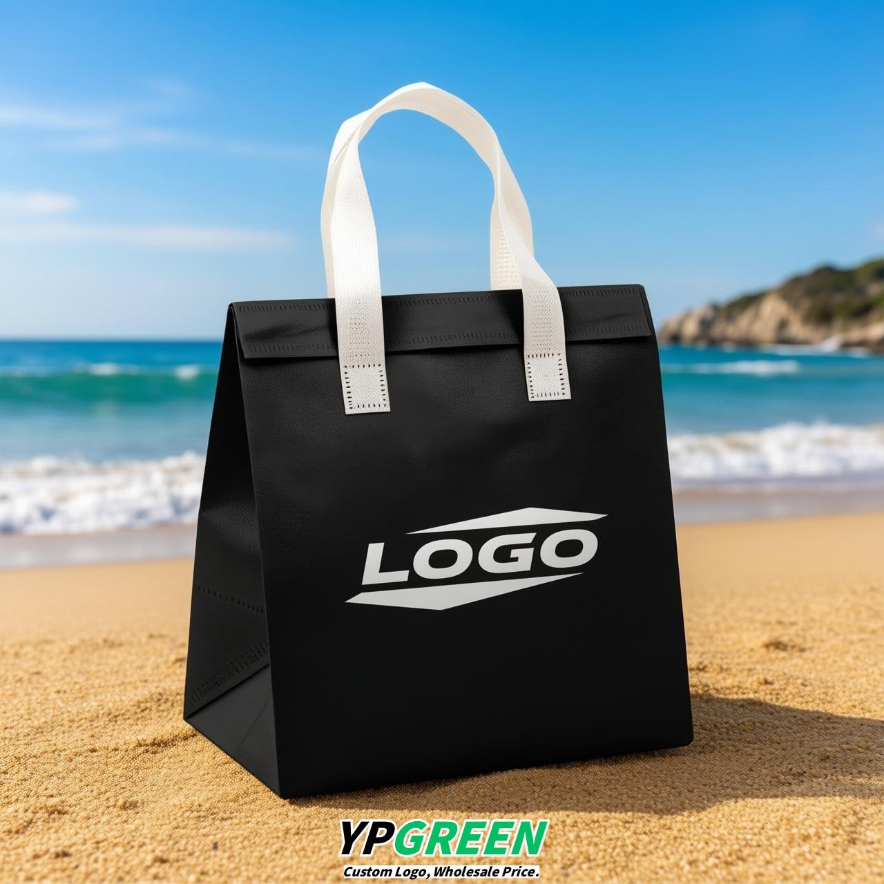 Black 4-Cup insulated take away bags wholesale 9.5 x 9.5 x 6 inches for Hot & Cold Drink Delivery