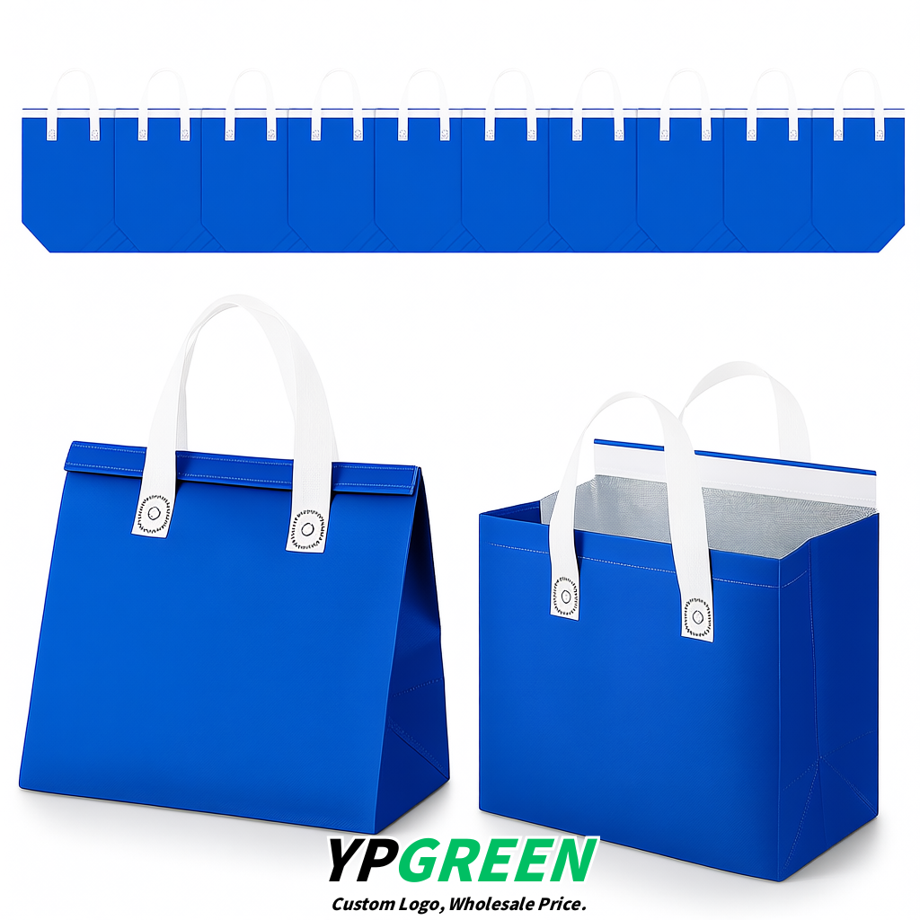 Blue 4-Cup insulated take away bags wholesale 9.5 x 9.5 x 6 inches for Hot & Cold Drink Delivery