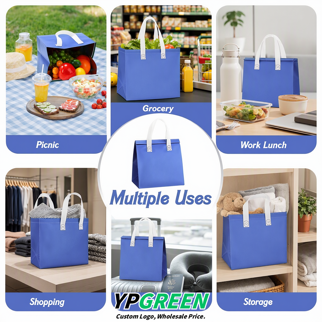 Blue 4-Cup insulated take away bags wholesale 9.5 x 9.5 x 6 inches for Hot & Cold Drink Delivery
