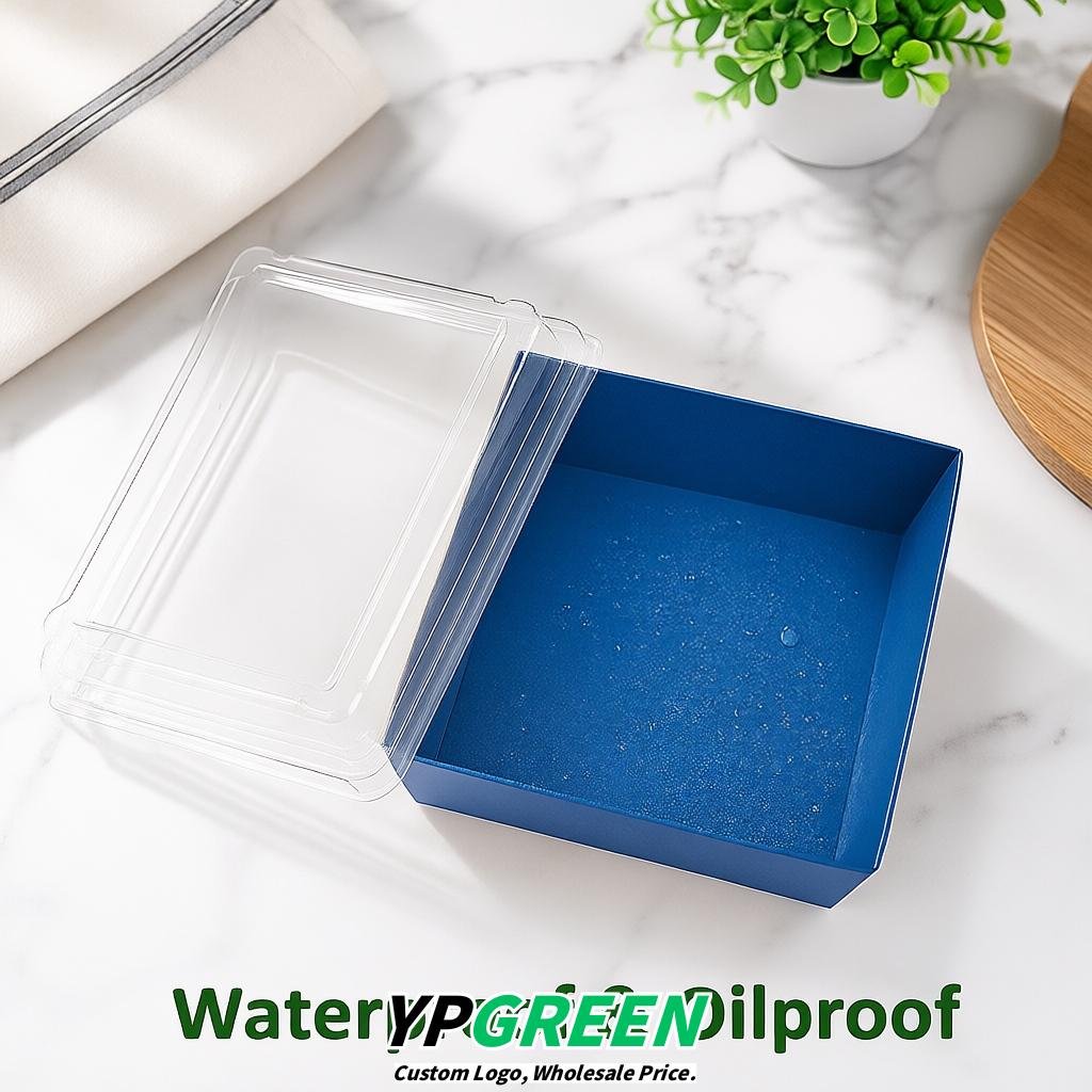 Blue Charcuterie Boxes with Clear Lids - 4 inches & 5 inches Disposable Paper Square Food Containers