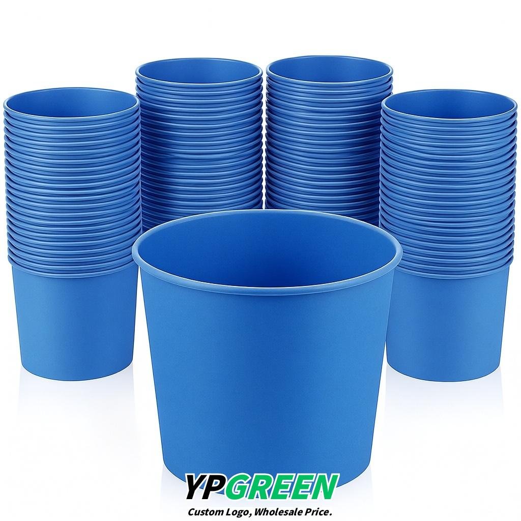 Blue 85 oz Paper Buckets 6.9x5.7x6.3 Inches Cardboard Food Container