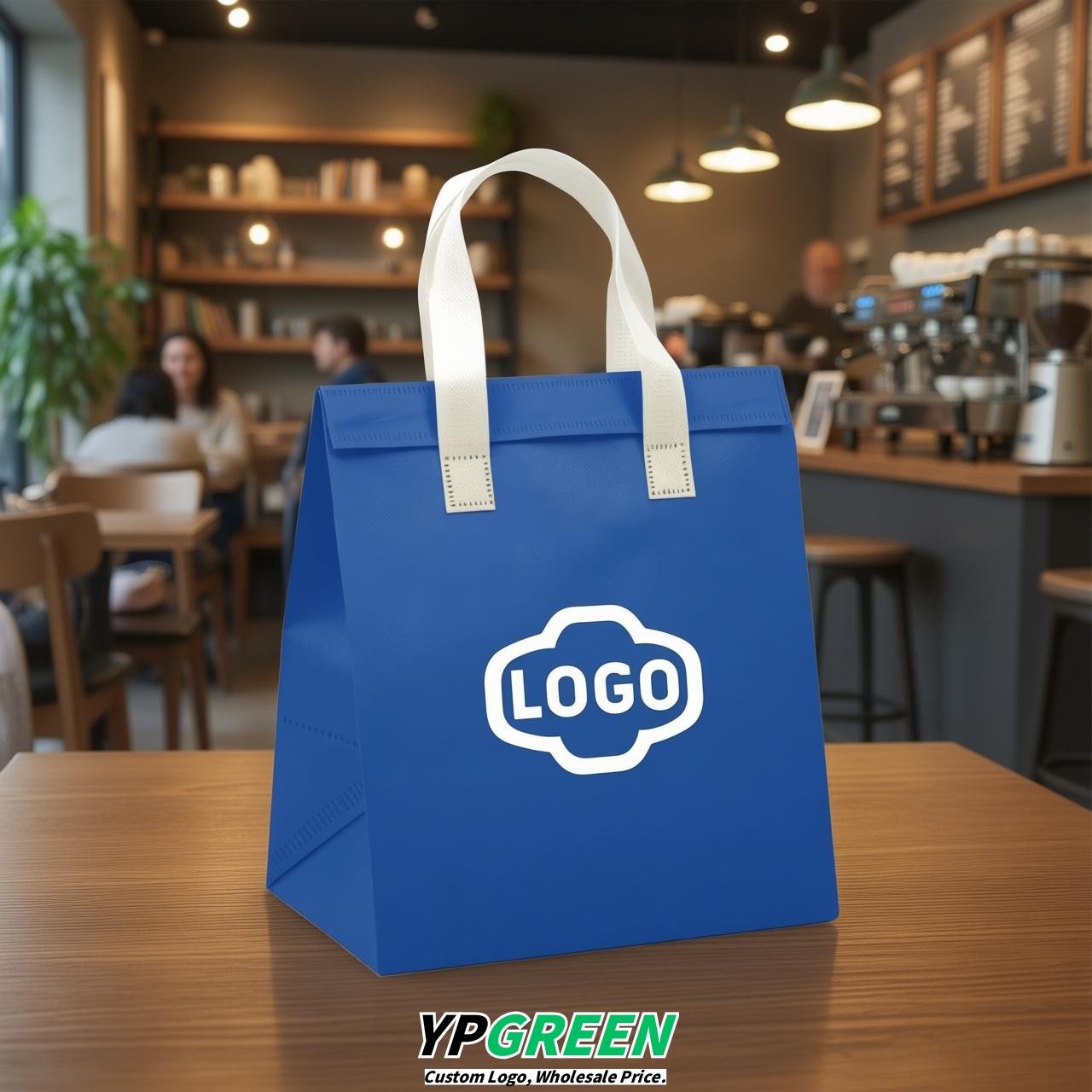 Blue 4-Cup insulated take away bags wholesale 9.5 x 9.5 x 6 inches for Hot & Cold Drink Delivery
