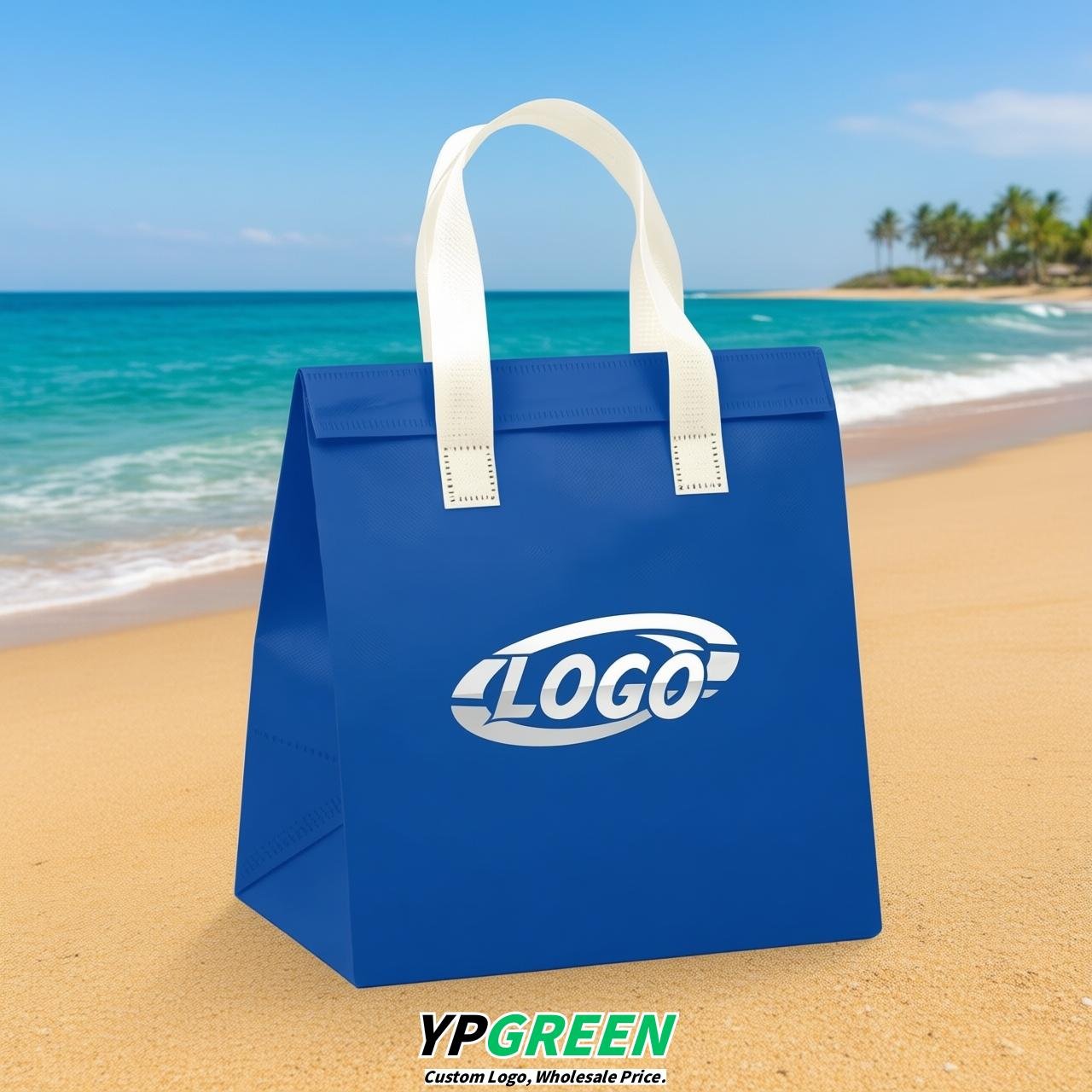 Blue 4-Cup insulated take away bags wholesale 9.5 x 9.5 x 6 inches for Hot & Cold Drink Delivery