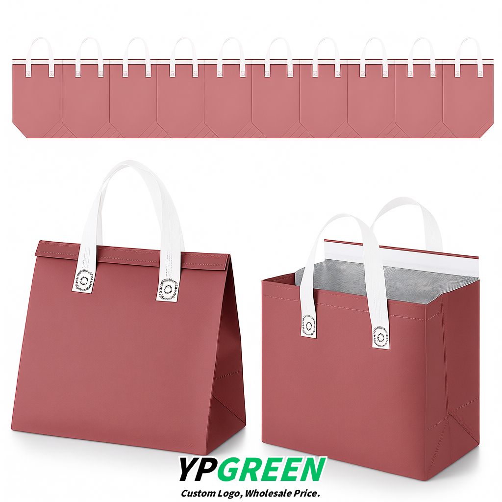 Blush 4-Cup insulated take away bags wholesale 9.5 x 9.5 x 6 inches for Hot & Cold Drink Delivery