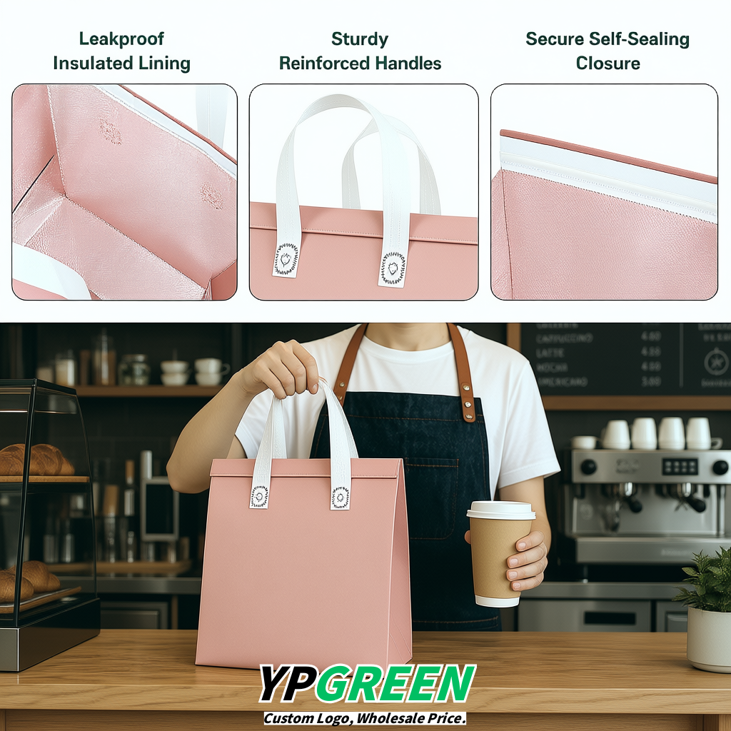 Blush 4-Cup insulated take away bags wholesale 9.5 x 9.5 x 6 inches for Hot & Cold Drink Delivery