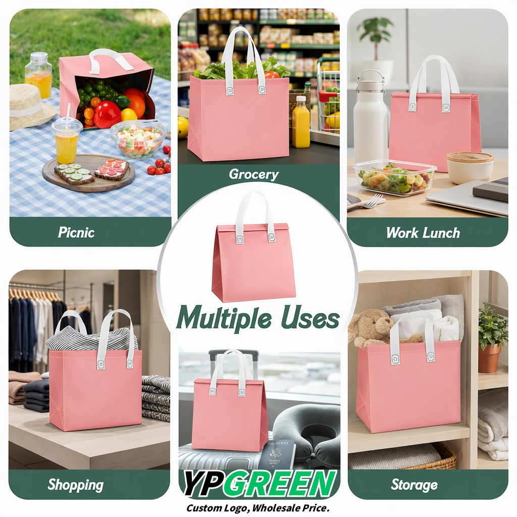 Blush 4-Cup insulated take away bags wholesale 9.5 x 9.5 x 6 inches for Hot & Cold Drink Delivery