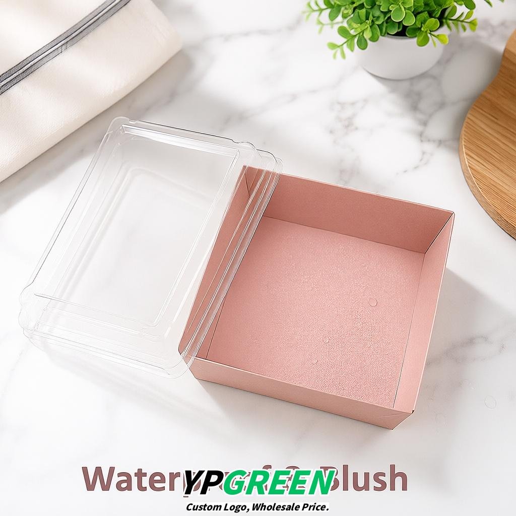 Blush Charcuterie Boxes with Clear Lids - 4 inches & 5 inches Disposable Paper Square Food Containers