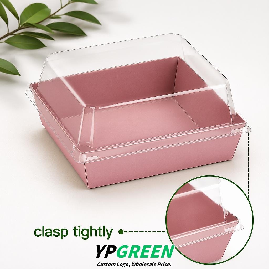 Blush Charcuterie Boxes with Clear Lids - 4 inches & 5 inches Disposable Paper Square Food Containers