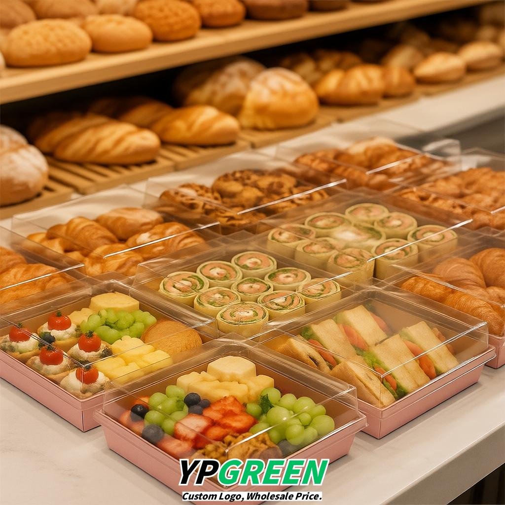 Blush Charcuterie Boxes with Clear Lids - 4 inches & 5 inches Disposable Paper Square Food Containers