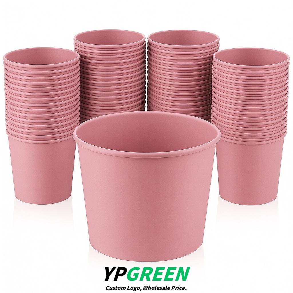 Blush 85 oz Paper Buckets 6.9x5.7x6.3 Inches Cardboard Food Container