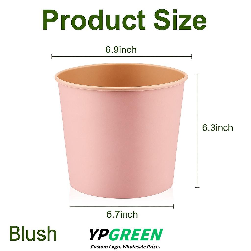 Blush 85 oz Paper Buckets 6.9x5.7x6.3 Inches Cardboard Food Container