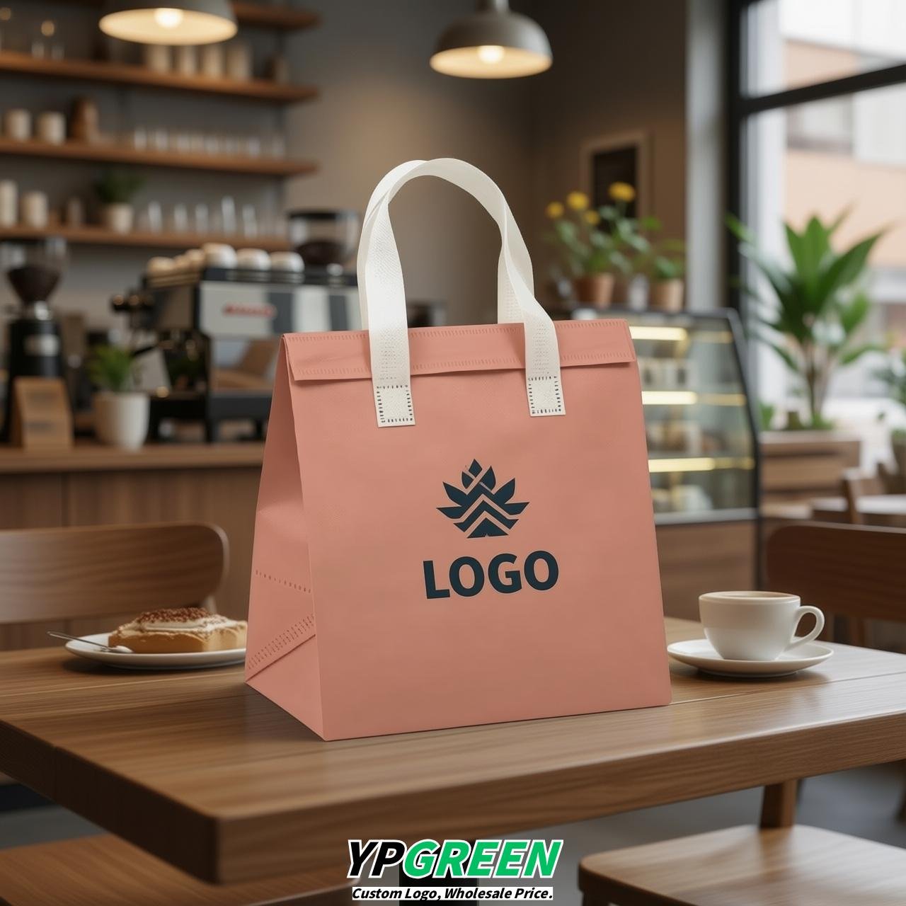 Blush 4-Cup insulated take away bags wholesale 9.5 x 9.5 x 6 inches for Hot & Cold Drink Delivery
