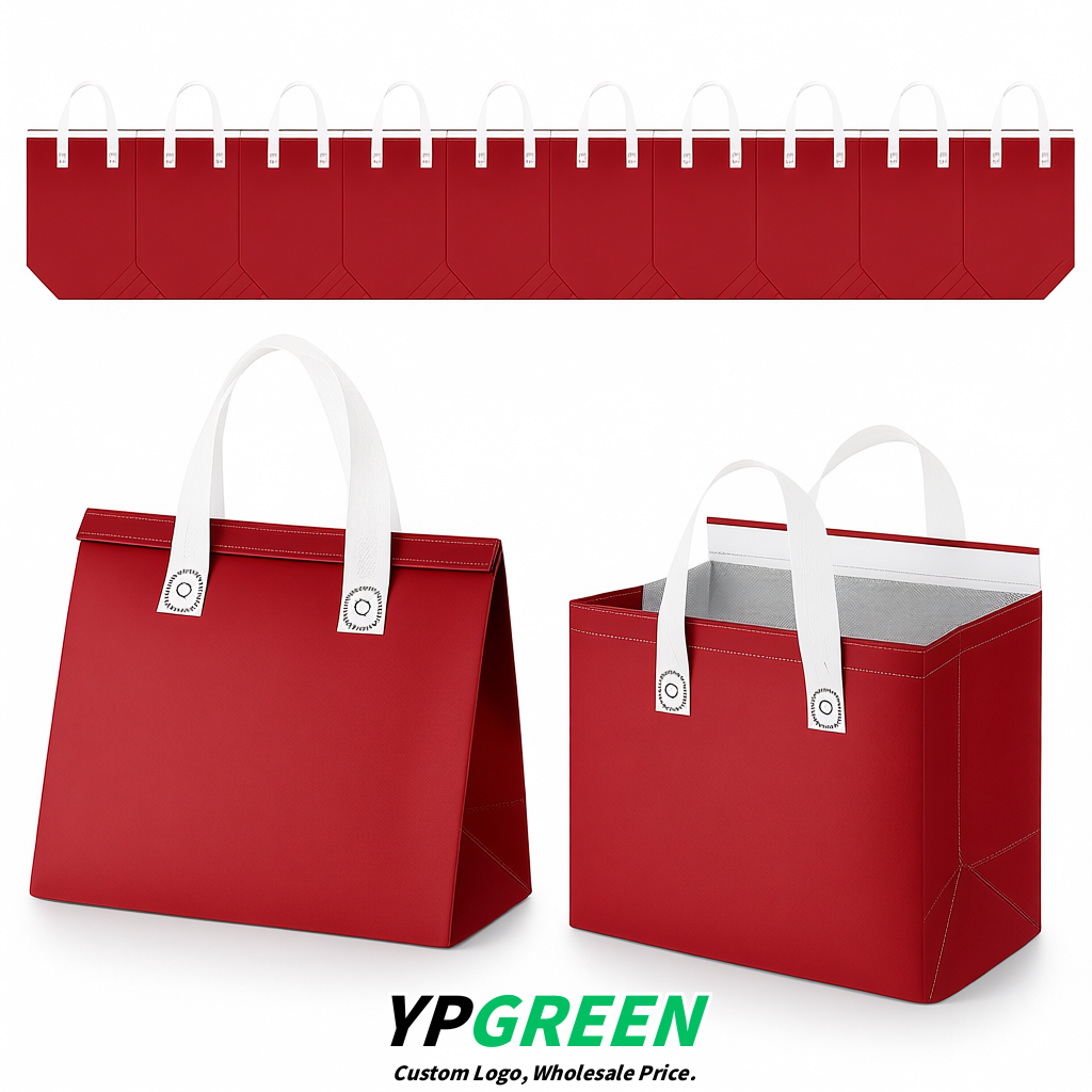 Brick Red 4-Cup insulated take away bags wholesale 9.5 x 9.5 x 6 inches for Hot & Cold Drink Delivery