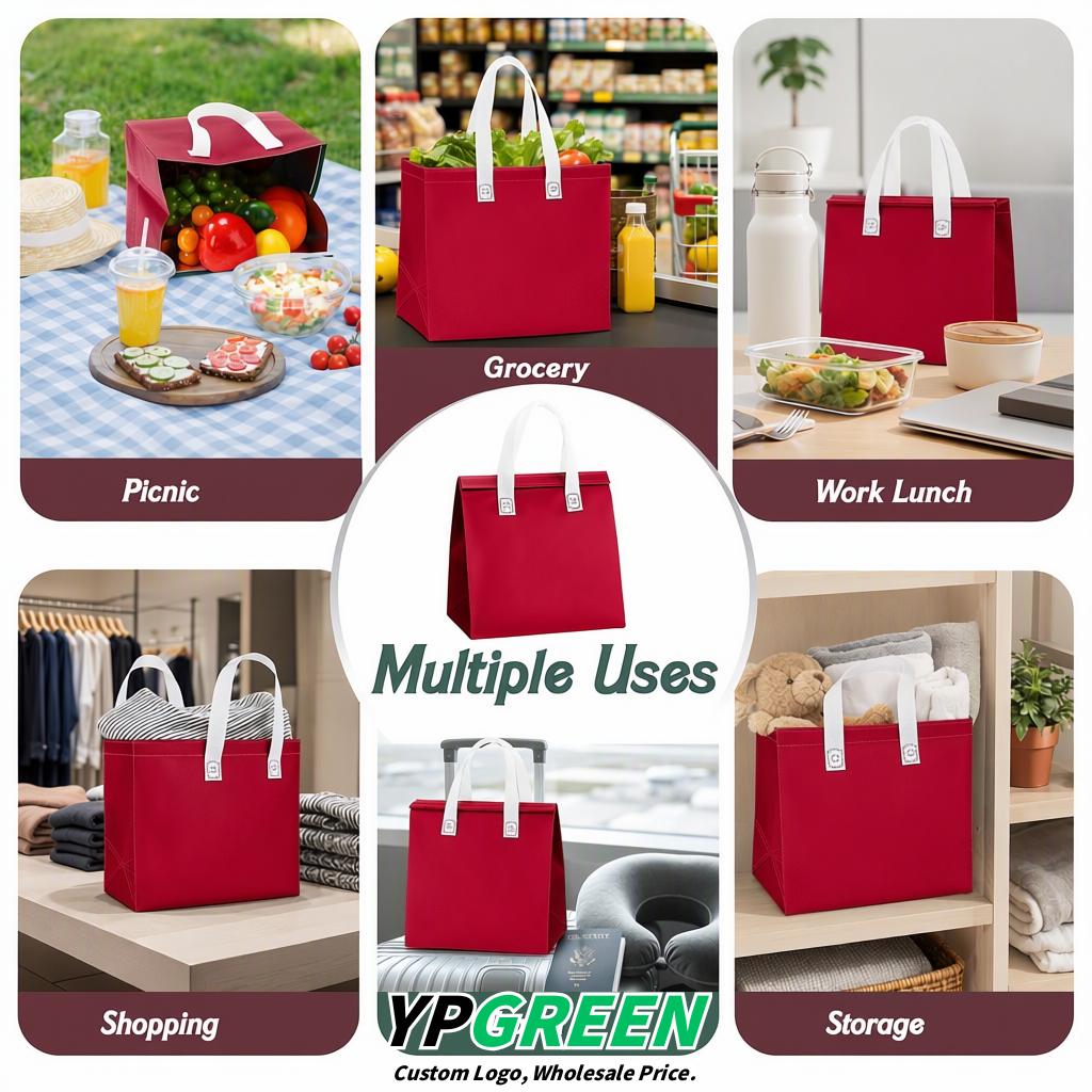 Brick Red 4-Cup insulated take away bags wholesale 9.5 x 9.5 x 6 inches for Hot & Cold Drink Delivery