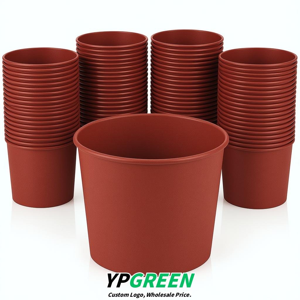 Brick Red 85 oz Paper Buckets 6.9x5.7x6.3 Inches Cardboard Food Container