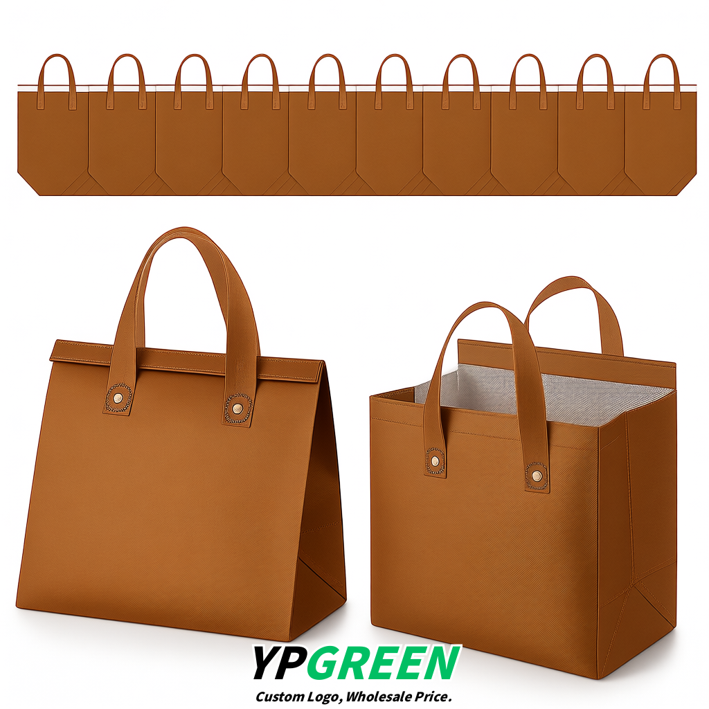 Bronze 4-Cup insulated take away bags wholesale 9.5 x 9.5 x 6 inches for Hot & Cold Drink Delivery