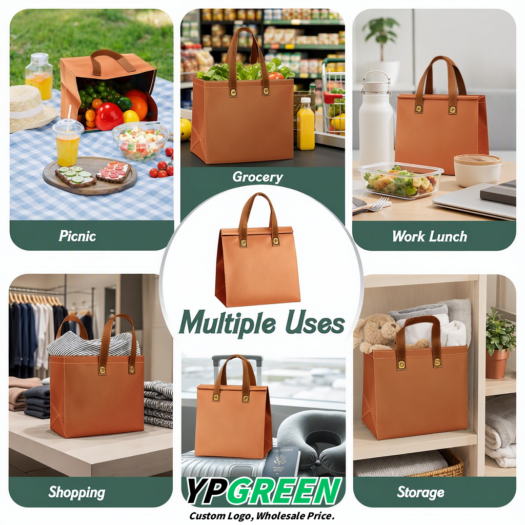 Bronze 4-Cup insulated take away bags wholesale 9.5 x 9.5 x 6 inches for Hot & Cold Drink Delivery