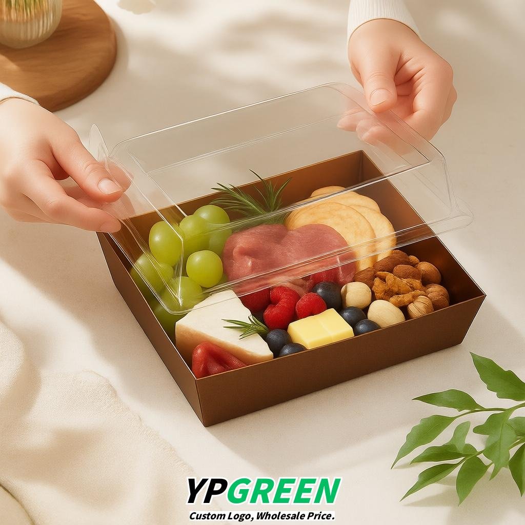 Bronze Charcuterie Boxes with Clear Lids - 4 inches & 5 inches Disposable Paper Square Food Containers