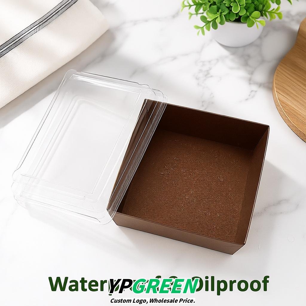 Bronze Charcuterie Boxes with Clear Lids - 4 inches & 5 inches Disposable Paper Square Food Containers