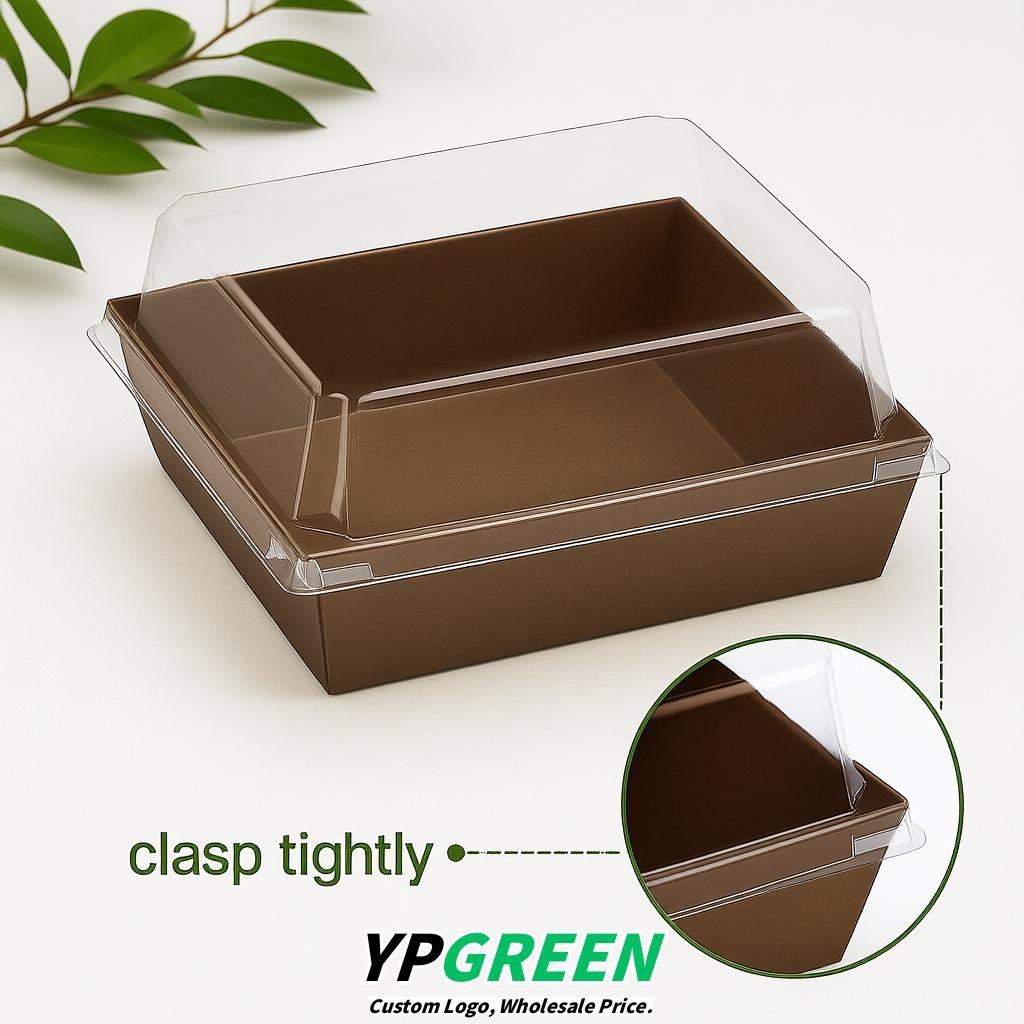 Bronze Charcuterie Boxes with Clear Lids - 4 inches & 5 inches Disposable Paper Square Food Containers