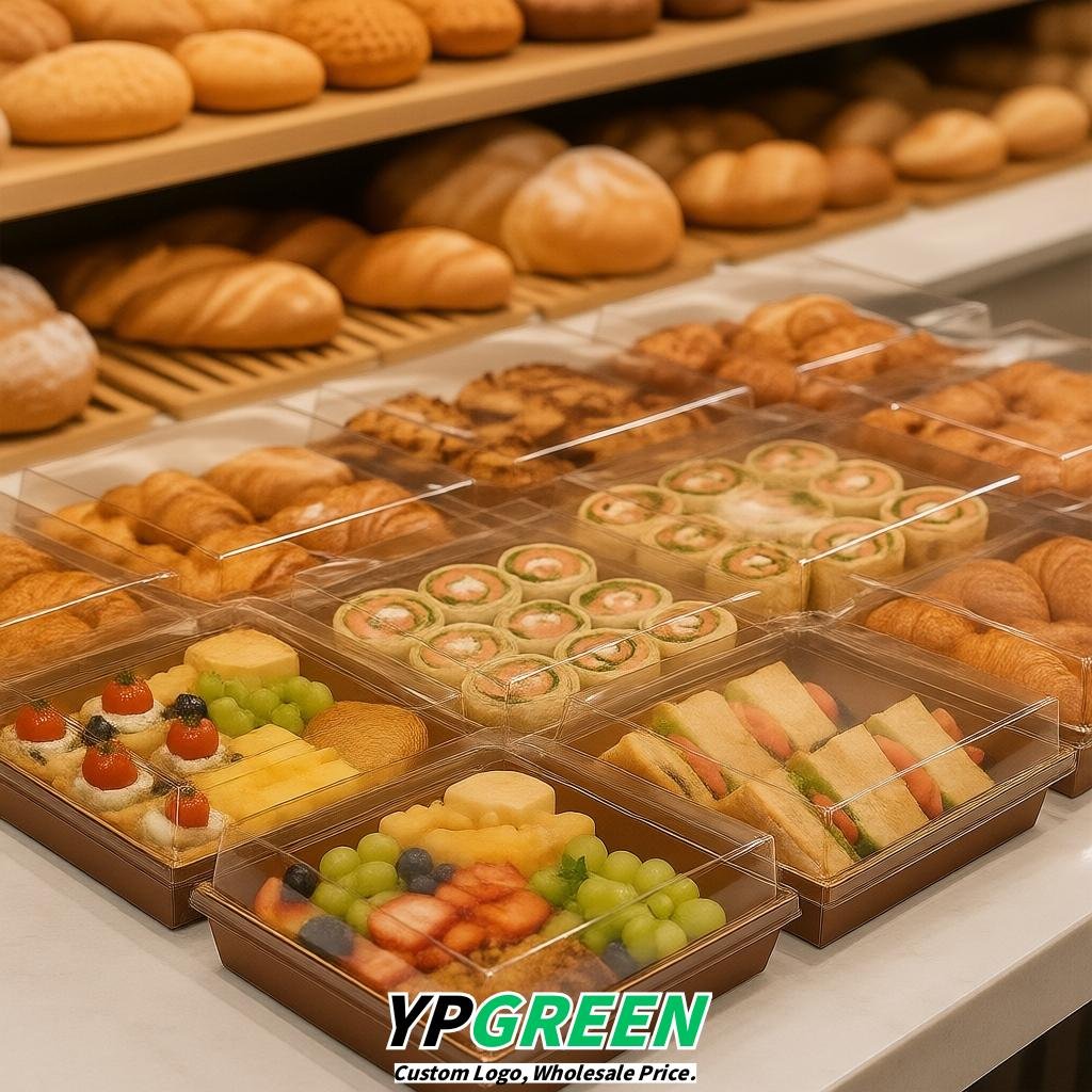 Bronze Charcuterie Boxes with Clear Lids - 4 inches & 5 inches Disposable Paper Square Food Containers