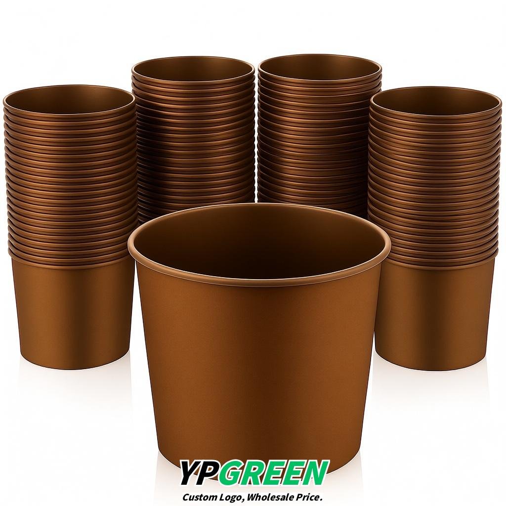 Bronze 85 oz Paper Buckets 6.9x5.7x6.3 Inches Cardboard Food Container