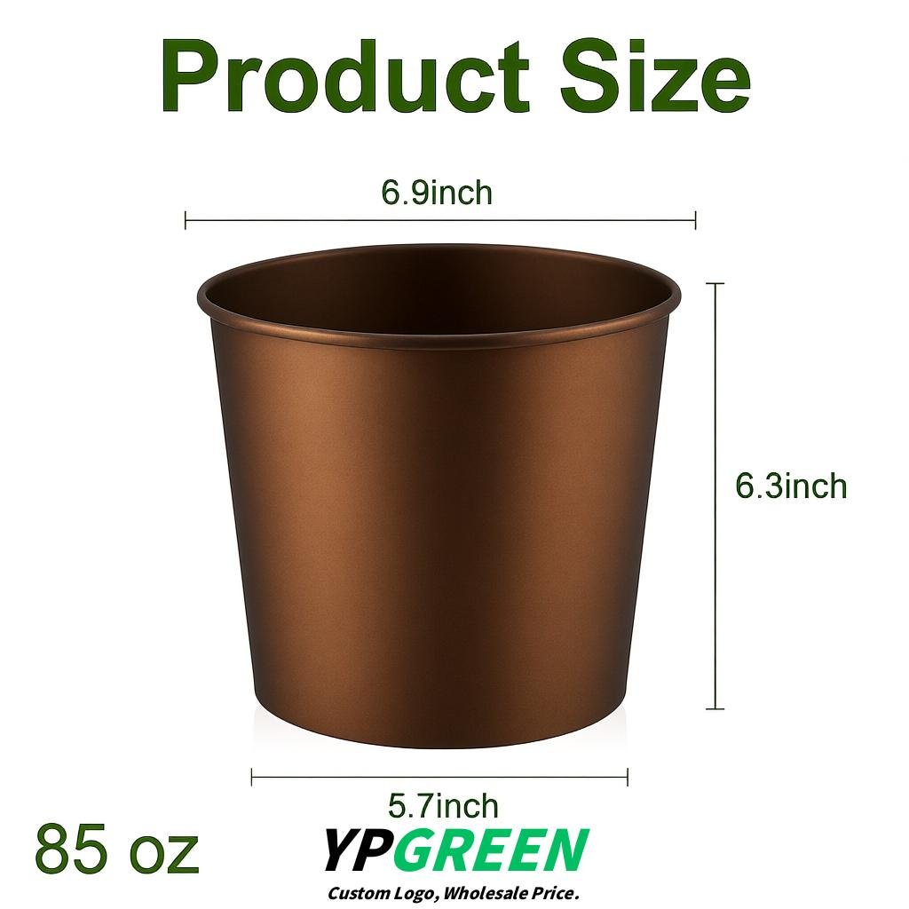 Bronze 85 oz Paper Buckets 6.9x5.7x6.3 Inches Cardboard Food Container