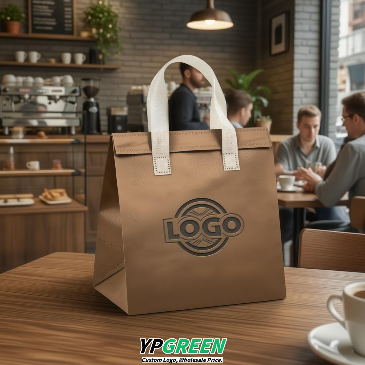 Bronze 4-Cup insulated take away bags wholesale 9.5 x 9.5 x 6 inches for Hot & Cold Drink Delivery