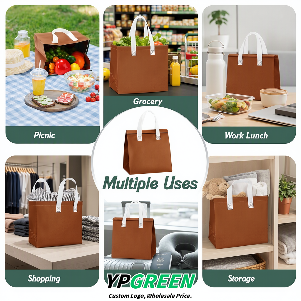 Brown 4-Cup insulated take away bags wholesale 9.5 x 9.5 x 6 inches for Hot & Cold Drink Delivery