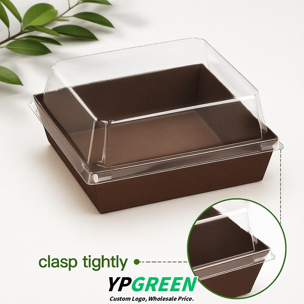 Brown Charcuterie Boxes with Clear Lids - 4 inches & 5 inches Disposable Paper Square Food Containers