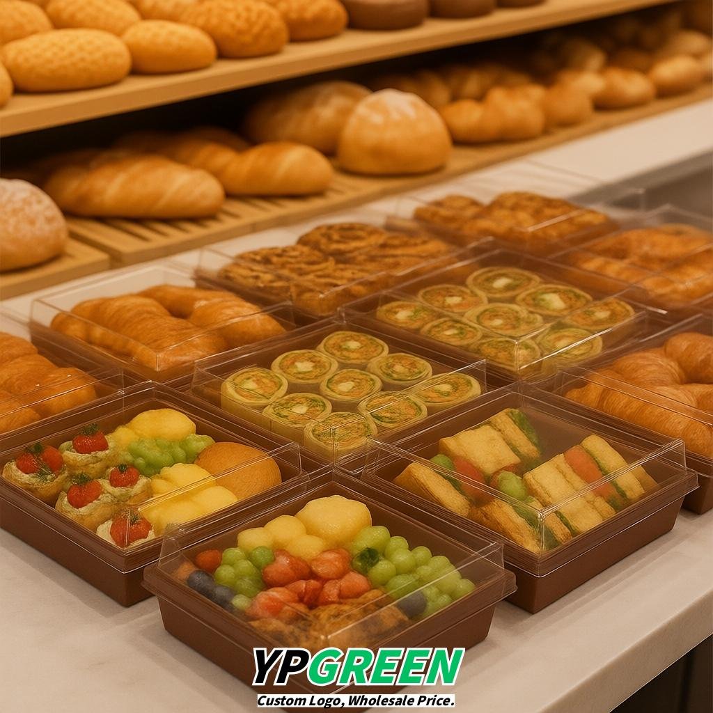 Brown Charcuterie Boxes with Clear Lids - 4 inches & 5 inches Disposable Paper Square Food Containers