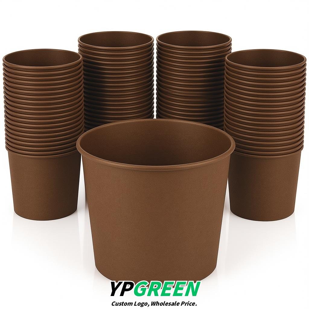 Brown 85 oz Paper Buckets 6.9x5.7x6.3 Inches Cardboard Food Container