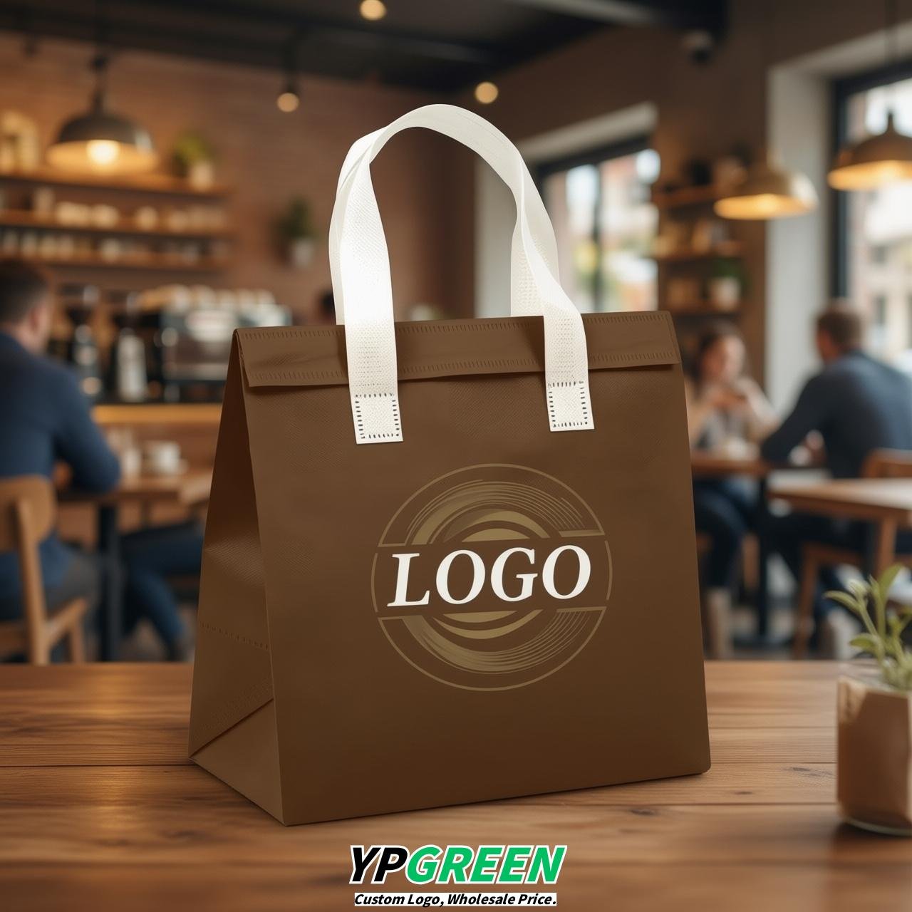 Brown 4-Cup insulated take away bags wholesale 9.5 x 9.5 x 6 inches for Hot & Cold Drink Delivery