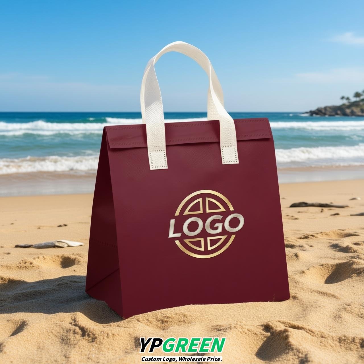 Burgundy 4-Cup insulated take away bags wholesale 9.5 x 9.5 x 6 inches for Hot & Cold Drink Delivery