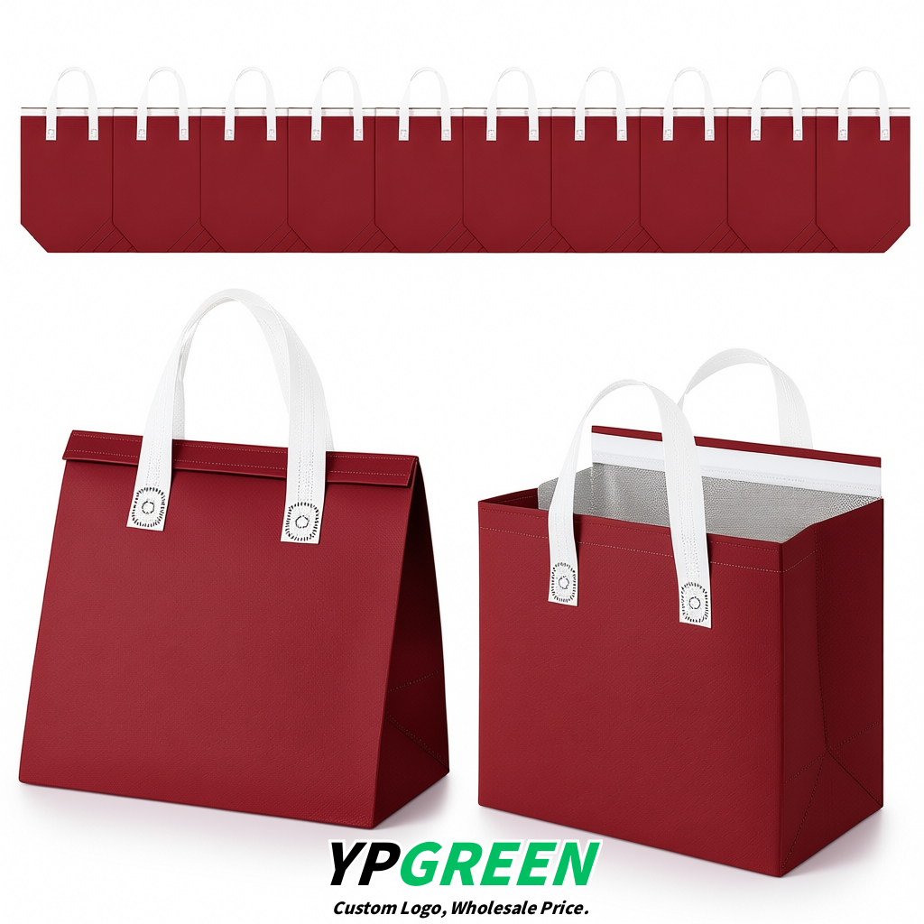 Carmine 4-Cup insulated take away bags wholesale 9.5 x 9.5 x 6 inches for Hot & Cold Drink Delivery