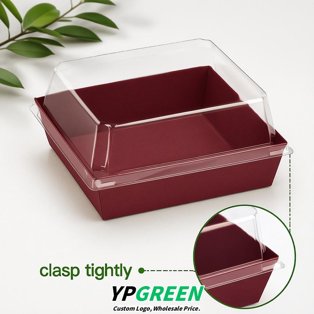 Carmine Charcuterie Boxes with Clear Lids - 4 inches & 5 inches Disposable Paper Square Food Containers