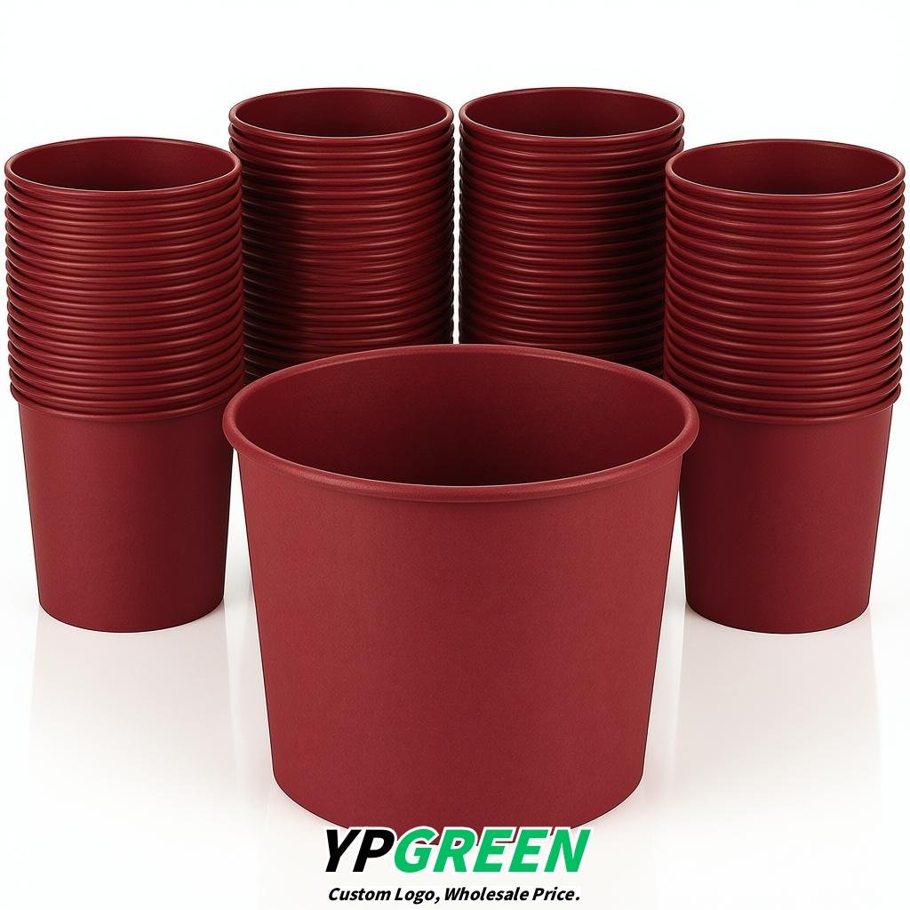 Carmine 85 oz Paper Buckets 6.9x5.7x6.3 Inches Cardboard Food Container