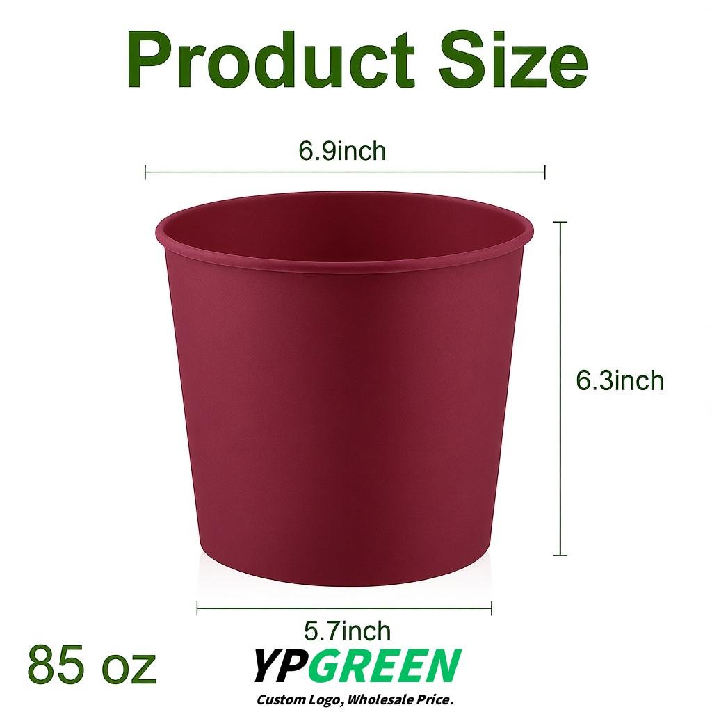 Carmine 85 oz Paper Buckets 6.9x5.7x6.3 Inches Cardboard Food Container