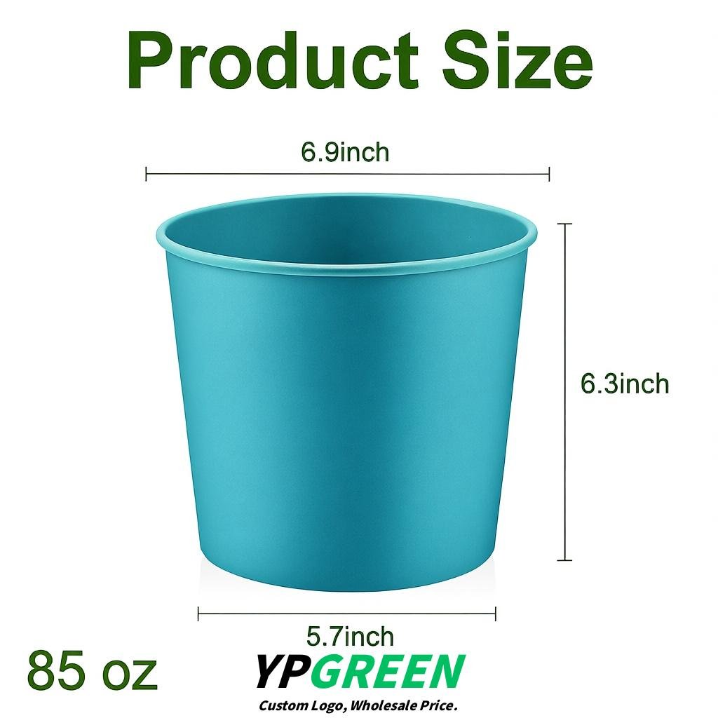 Cerulean 85 oz Paper Buckets 6.9x5.7x6.3 Inches Cardboard Food Container