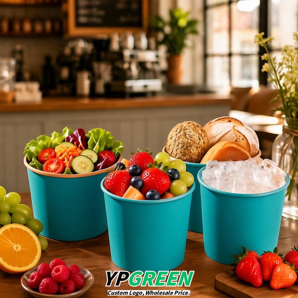 Cerulean 85 oz Paper Buckets 6.9x5.7x6.3 Inches Cardboard Food Container