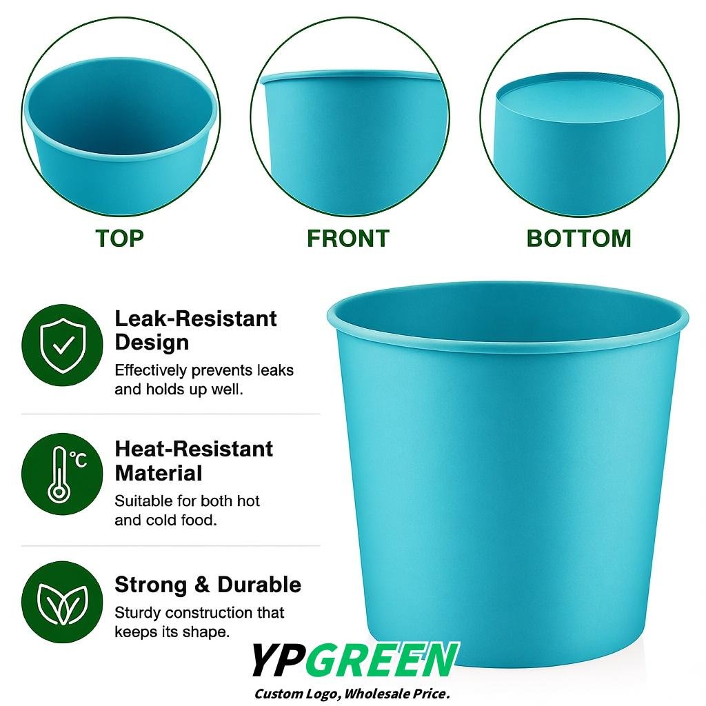 Cerulean 85 oz Paper Buckets 6.9x5.7x6.3 Inches Cardboard Food Container