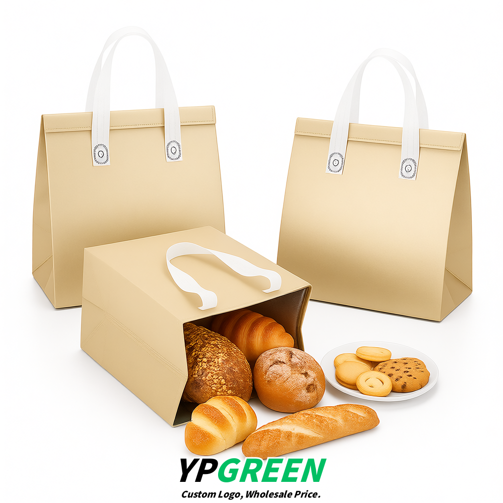 Champagne 4-Cup insulated take away bags wholesale 9.5 x 9.5 x 6 inches for Hot & Cold Drink Delivery