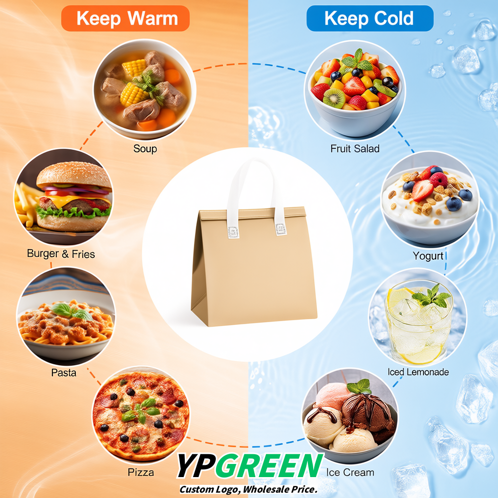 Champagne 4-Cup insulated take away bags wholesale 9.5 x 9.5 x 6 inches for Hot & Cold Drink Delivery